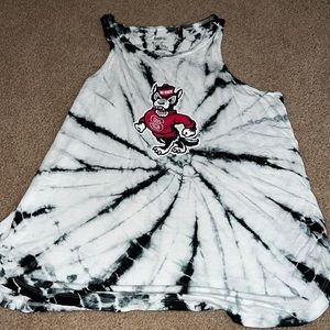 black and white tie dye Wolfpack tank top